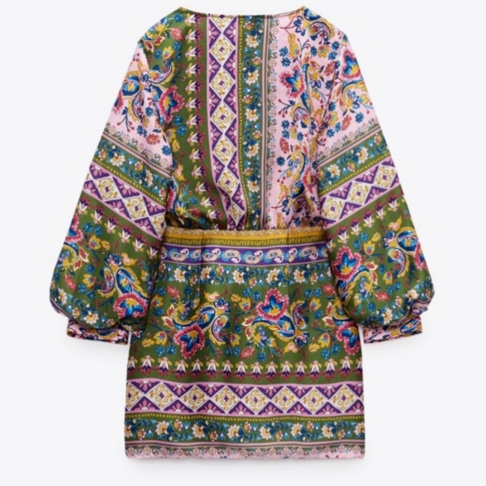 Zara Multicolor Patterned Mini Dress - Picture 9 of 11